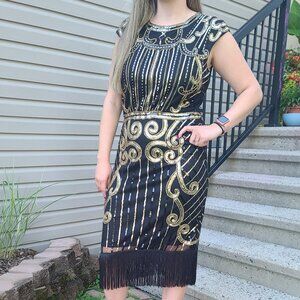 Gold Sequin Flapper Dress